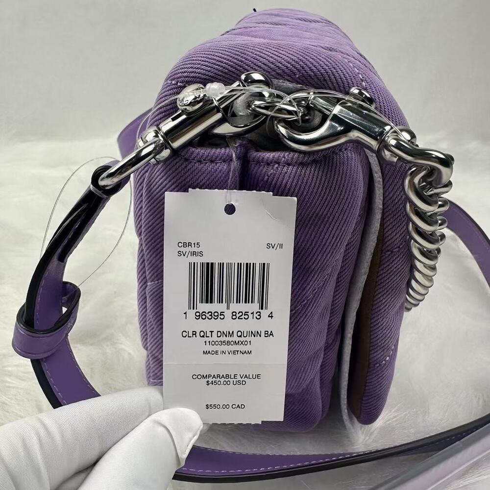Coach Quinn Bag Shoulder/Crossbody In Denim and Leather/Silver/Iris CBR15 NWT - Picture 5 of 10